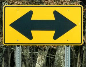 An arrow going both directions, requiring choices